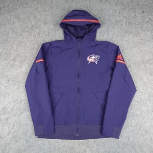 Columbus Blue Jackets Jacket Mens Medium Adidas Hoodie Full Zip Track NHL Hockey - Picture 1 of 12