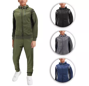 Boy's Hooded Active Running Casual Jogging Kids Toddler Tracksuit 2 Pcs Set - Picture 1 of 21