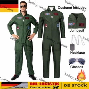 2025💖 Neu Deluxe Kostüm TOP GUN Flieger Pilot Uniform Herren Karneval Fasching - Bild 1 von 10