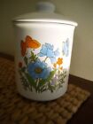 Vintage Wildflower Butterfly White Ceramic Canister Retro Floral Style With Lid