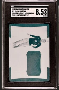 2018 National Treasures Karim Benzema Patch non Auto 1/1 CyanPrintingPlateSGC8.5 - Picture 1 of 2