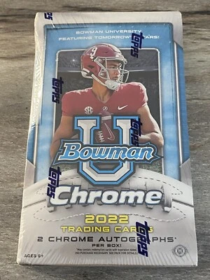 2022 Bowman Chrome University football Sealed Hobby 24 pack box with 2 auto !!! - Image 1 of 3