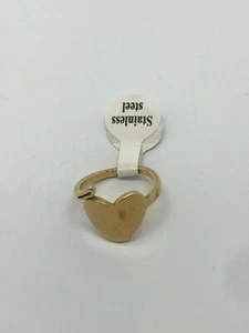 stainless steel ring yellow size 18 flat heart adjustable perfect gift unisex - Picture 1 of 5