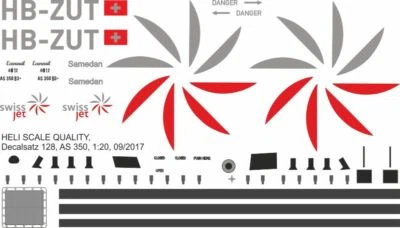 Decal 128 H125 / AS 350 Ecureuil Swiss Jet HB-ZUT - Bild 1 von 2