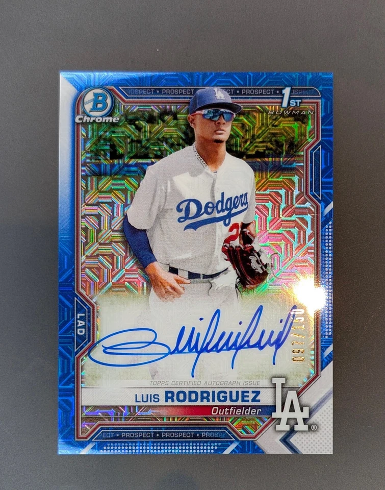 2021 Bowman Chrome Luis Rodriguez Choice Blue Refractor Auto #/150 1ST Bowman - Image 1 of 2