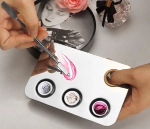 Make-up Palette 6x4 Zoll Edelstahl 3 Well Nail-Art Kosmetik Mischwerkzeug - Bild 1 von 10