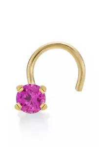 Anello Naso Vite 20G 1,5mm-3mm Zaffiro Rosa Naturale Oro Giallo 14K - Foto 1 di 2