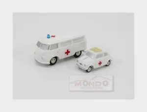 Schuco Croce Rossa Italiana Vw T1 Ambulanza 1962 Fiat 500F 1965 Piccolo SH1710 M - Foto 1 di 2