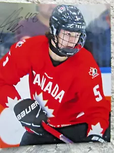 MATTHEW SCHAEFER SIGNED 8x10 MATTE PHOTO ERIE OTTERS 2025 NHL DRAFT (C) DAMAGED - Picture 1 of 3