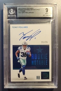 TONY POLLARD ROOKIE ON CARD AUTO ENCASED 21/25 BGS 9 DALLAS COWBOYS/TITANS - Picture 1 of 6