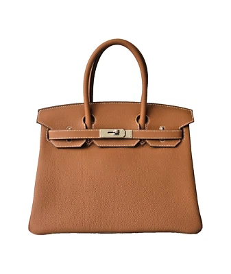 Bolso de Mano Hermes Birkin 30 Togo Dorado Plata Herrajes Z Sello Nuevo Foto 1 de 4