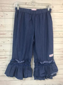 Ruffle Girl Ruffle Pants Medium Blue Jean Denim Chambray - Picture 1 of 8