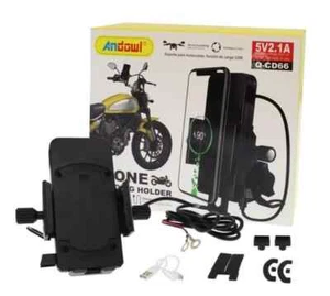 SUPPORTO PORTA CELLULARE PER MOTO E BICI UNIVERSALE CON PRESA USB 5V CARICATORE - Foto 1 di 5