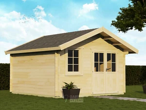 44mm 4,0x4,0m Gartenhaus ROBIN mit Fußboden Doppel-Isolierverglasung Blockhaus - Bild 1 von 8