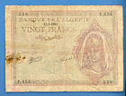 ALGERIA BANQUE DE L'ALGERIE BANKNOT 20 FRANKÓW 12-5-1943, WYBIERZ # 92 4855