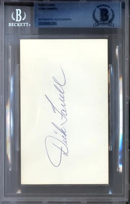 Dick "Turk" Farrell Signed 3x5 Index Card Philadelphia Phillies Beckett - Image 1 of 2