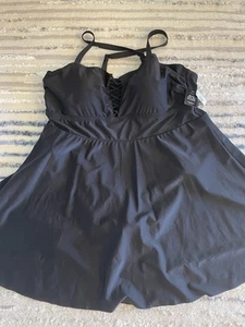 Torrid Black Peplum Bathing Suit Dress New With Tags 3x - Picture 1 of 3