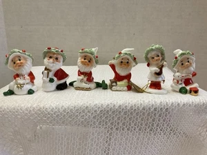 6 NAPCO Bone China Navidad Mini Espaguetis Papá Noel y Borde Dorado Aprox 2” Usado en Excelente Condición - Imagen 1 de 8