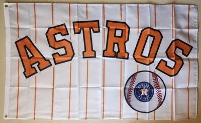 Houston Astros Pinstripe MLB Baseball Flag 3x5 Ft W/ Grommets  - Image 1 of 3