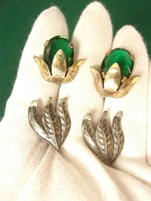#13 of 14, LOVELY VTG MID-CENTURY STERLING SILVER FLORAL SCREWBACK EARRINGS; 2pr - Image 1 of 4