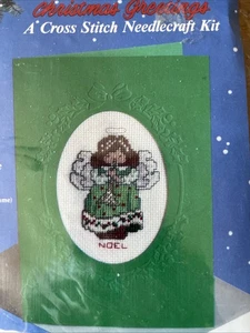 NOEL Angel Christmas Greetings Cross Stitch Kit~Card Envelope~1988 Titan 81575 - Picture 1 of 4