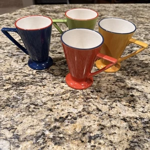 Set 4 tazze da tè vintage Churchill Inghilterra colorate giallo verde arancione blu - Foto 1 di 9