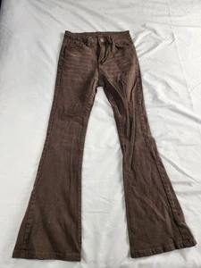SHEIN Jeans S Women 4 Brown High Rise Flare Corduroy Style Stretch Casual Pants - Picture 1 of 13
