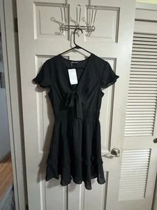 PrettyGarden Chic Summer Sun Dress NWT Black Size Medium - Picture 1 of 7