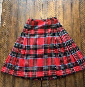 Girlande rot kariert Faltenrock Vintage 60er Wolle Damen XS - Bild 1 von 6