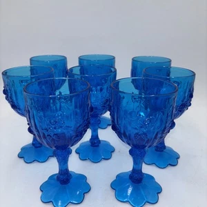 ART GLASS FENTON 8 copas de agua vintage emperatriz colonial azul turquesa 6 1/2” - Imagen 1 de 13