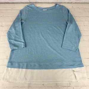 J. Jill Love Linen Tunic Top 3/4 Sleeve Sky Blue Shirt Size Women's XL - Picture 1 of 9