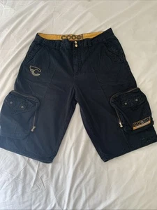 Pantaloncini cargo uomo vintage Y2K COOGI Jeans Australia neri larghi taglia 40x17 rari - Foto 1 di 24