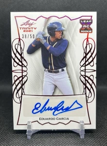 2021 Leaf Trinity Eduardo Garcia Rookie RED XRC AUTO 38/50 Brewers RC SP - Bild 1 von 3