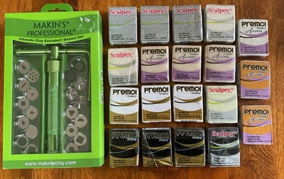 Ultimate Clay Extruder Deluxe Set and 19 Sculpey oven-bake Clay - 2 oz Blocks - Image 1 of 4