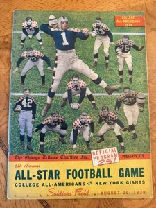 1939 College Football All-Star-Programm vs. New York Giants Chicago Davey O’Brien - Bild 1 von 1