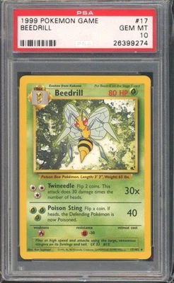 BEEDRILL #17 PSA 10 1999 POKEMON Base Set Unlimited WOTC  - Image 1 of 2