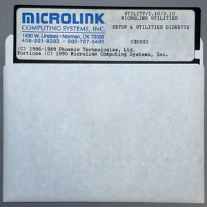 MICROLINK UTILITIES SETUP & UTILITIES DISKETTE | UTILITY/1.10/3.10 Vintage 1990 - Picture 1 of 3