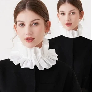 Fancy Dress/ Halloween/ World Book Day White Victorian/ Clown Neck Ruffle Collar - Picture 1 of 1