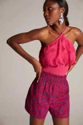 Anthropologie цветочный тянуть на шорты крест люк хлопок Llani ярко розовый размер L новый - Изображение 1 из 4