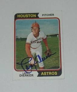 LARRY DIERKER SIGNED AUTO'D 1974 TOPPS CARD #660 HOUSTON ASTROS CARDINALS - Picture 1 of 2