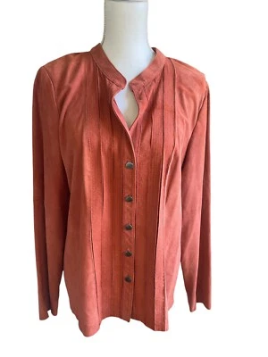 Chaqueta Abrigo Blusa Worth Para Mujer 100% Cuero Genuino Talla 16 Con Botones Foto 1 de 4