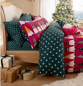 Red & Green Gonks Cotton Reversible King Duvet Set - Picture 1 of 3