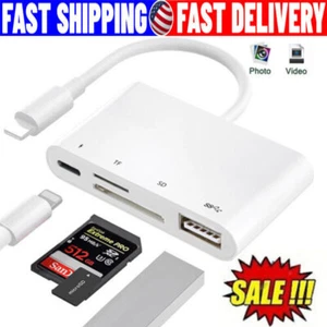 For i Phone i Pod i Pad I OS Portable 4 in 1USB SD TF Card Reader Camera Adapter - Picture 1 of 9