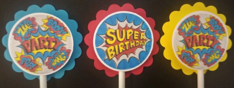 Juego de 24 adornos para cupcakes de cumpleaños de superhéroes Foto 1 de 1