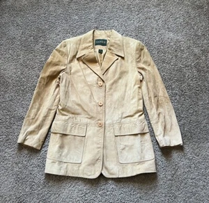 Vintage Danier Canada Jacket Small Mens Ivory Tan Suede Genuine Leather Button - Picture 1 of 8
