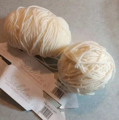 Lot of 2 SUBLIME Baby Cashmere Merino Silk # 0003 Cream Off white Free US Ship - Image 1 of 4
