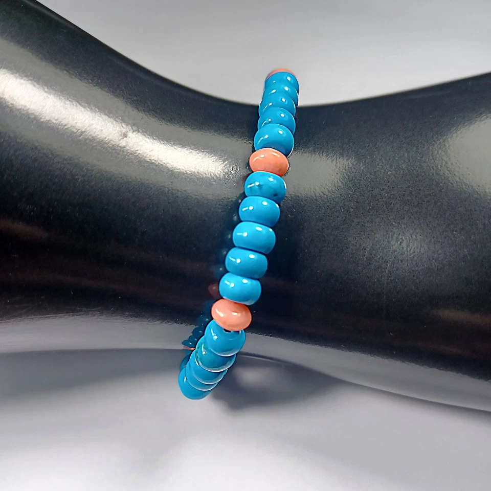 GENUINE HOWLITE TURQUOISE CORAL GOLD PLATED SLIDER BOLO ADJUSTABLE BRACELET Foto 1 de 1