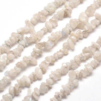 JULZ BEADS Rainbow Moonstone Gemstone Bead Chips - Natural White Crystals - 5~8mm -1 Strand