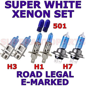 SEAT TOLEDO 2004-2009 SET H3 H1 H7 501 W5W HALOGEN XENON EFFECT LIGHT BULBS - Picture 1 of 1