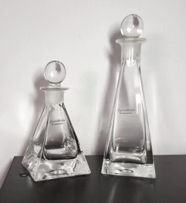 Coppia BOTTIGLIE in CRISTALLO - CRISTALLERIA TOSCANA - h 21,5 e 16 cm - anni '80 - Immagine 1 di 4